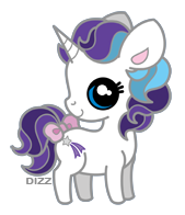 Size: 169x196 | Tagged: safe, artist:dizziness, glory, pony, unicorn, g1, 2010, bow, chibi, colored pinnae, cute, female, horn, looking at you, mare, outline, simple background, solo, standing, tail, tail bow, transparent background, turned head