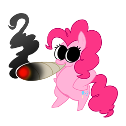 Size: 1500x1500 | Tagged: safe, artist:xekinise, pinkie pie, earth pony, pony, g4, blunt, dilated pupils, drugs, hooves on hips, marijuana, meme, shitposting, simple background, solo, standing on two hooves, staring at you, transparent background