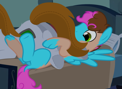 Size: 1450x1064 | Tagged: safe, artist:anonymous, oc, oc only, oc:littlepip, fallout equestria, /ptfg/, bed, human to pony, plushie, transformation