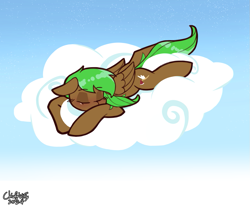 Size: 1033x845 | Tagged: safe, artist:chiefywiffy, oc, oc only, pegasus, cloud, commission, gradient background, male, on a cloud, sleeping, sleeping on a cloud, solo, stallion, wings
