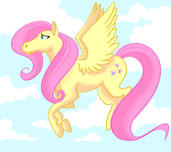 Size: 900x800 | Tagged: artist needed, source needed, safe, fluttershy, pegasus, pony, g4, cloud, flying, full body, hoers, sky, solo