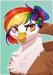 Size: 2760x3920 | Tagged: safe, artist:honeybbear, oc, oc only, griffon, griffon oc, solo