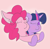 Size: 3092x3000 | Tagged: safe, artist:tkshoelace, pinkie pie, twilight sparkle, earth pony, pony, unicorn, g4, blushing, chest fluff, cute, diapinkes, duo, duo female, ear fluff, female, horn, hug, hug from behind, lesbian, ship:twinkie, shipping, simple background, twiabetes, unicorn twilight