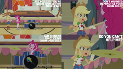 Size: 2000x1125 | Tagged: safe, edit, edited screencap, editor:quoterific, screencap, applejack, pinkie pie, constructive criticism, equestria girls, g4, my little pony equestria girls: choose your own ending