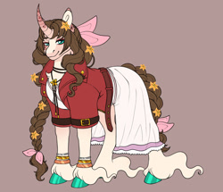 Size: 1280x1100 | Tagged: safe, artist:malinraf1615, pony, unicorn, aerith gainsborough, final fantasy, final fantasy vii, horn, ponified, solo, unshorn fetlocks