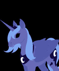 Size: 1000x1200 | Tagged: safe, artist:askloona, princess luna, alicorn, pony, loony luna, g4, animated, black background, black sclera, gif, s1 luna, simple background, smiling, solo, spread wings, wings