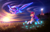 Size: 4608x2941 | Tagged: safe, artist:itssim, sunny starscout, twilight sparkle, alicorn, earth pony, pony, g5, duo, duo female, female, flying, lighthouse, ocean, sunny and her heroine, twilight sparkle (alicorn), water, watermark