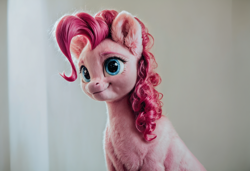 Size: 2432x1664 | Tagged: safe, ai composition, ai content, derpibooru exclusive, generator:pony diffusion v6 xl, generator:stable diffusion, prompter:greenvoid, pinkie pie, earth pony, pony, g4, bust, chest fluff, ear fluff, fluffy, photorealistic, portrait, solo