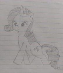 Size: 6000x6934 | Tagged: safe, artist:zamiración, derpibooru exclusive, rarity, pony, unicorn, g4, horn, lined paper, pencil drawing, sketch, solo, traditional art