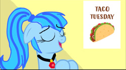 Size: 1290x718 | Tagged: safe, sonata dusk, pony, ponified, taco tuesday