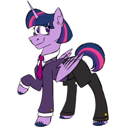 Size: 1080x1080 | Tagged: safe, artist:fuckomcfuck, twilight sparkle, alicorn, pony, g4, clothes, necktie, simple background, solo, suit, transparent background, twilight sparkle (alicorn)