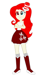Size: 3300x5500 | Tagged: safe, artist:machakar52, fluttershy, human, elements of insanity, equestria girls, g4, alternate cutie mark, alternate universe, boots, clothes, crossed arms, cutie mark on clothes, fluttershout, frown, hat, high heel boots, high heels, shirt, shoes, simple background, skirt, socks, solo, transparent background