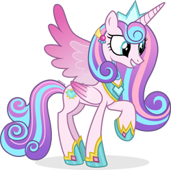 Size: 4000x3977 | Tagged: safe, artist:cirillaq, princess flurry heart, alicorn, pony, g4, concave belly, crown, female, gauntlet, high res, jewelry, older, older flurry heart, regalia, simple background, slender, smiling, solo, thin, transparent background, vector
