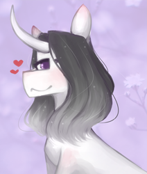 Size: 1329x1566 | Tagged: safe, artist:riressa, oc, oc:darksky, pony, unicorn, bust, curved horn, female, horn, mare, portrait, solo