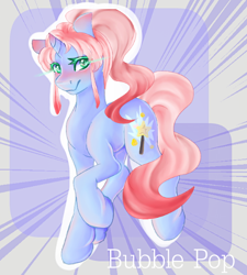 Size: 484x538 | Tagged: safe, artist:majesticwhalequeen, oc, oc:bubble pop, pony, unicorn, female, horn, mare, solo