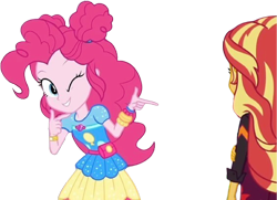 Size: 3476x2520 | Tagged: safe, edit, edited screencap, editor:homersimpson1983, screencap, pinkie pie, sunset shimmer, human, equestria girls, g4, background removed, female, not a vector