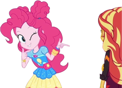 Size: 3476x2520 | Tagged: safe, edit, edited screencap, editor:homersimpson1983, screencap, pinkie pie, sunset shimmer, human, equestria girls, g4, background removed, duo, duo female, female, not a vector, simple background, transparent background