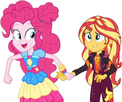 Size: 3011x2520 | Tagged: safe, edit, edited screencap, editor:homersimpson1983, screencap, pinkie pie, sunset shimmer, human, equestria girls, g4, background removed, female, not a vector