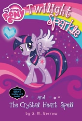 Size: 1740x2560 | Tagged: safe, twilight sparkle, alicorn, pony, g4, my little pony chapter books, my little pony: twilight sparkle and the crystal heart spell, official, book, book cover, cover, crystal heart, horn, merchandise, my little pony logo, smiling, solo, spread wings, stock vector, tail, twilight sparkle (alicorn), wings
