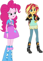Size: 1785x2520 | Tagged: safe, edit, edited screencap, editor:homersimpson1983, screencap, pinkie pie, sunset shimmer, human, equestria girls, g4, background removed, duo, duo female, female, not a vector, simple background, transparent background