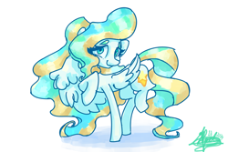 Size: 3600x2400 | Tagged: safe, artist:mannybcadavera, vapor trail, pegasus, pony, g4, female, high res, lidded eyes, looking at you, mare, signature, simple background, smiling, smiling at you, solo, white background