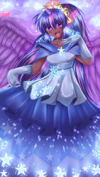 Size: 2880x5120 | Tagged: safe, artist:insanityproject24, twilight sparkle, human, g4, alicorn humanization, clothes, dark skin, dress, element of magic, female, gala dress, high res, horn, horned humanization, humanized, open mouth, solo, twilight sparkle's first gala dress, winged humanization, wings