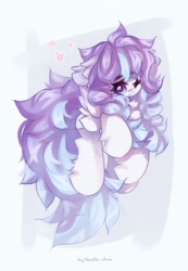 Size: 1418x2048 | Tagged: safe, artist:vanilla-chan, oc, oc only, pegasus, pony, abstract background, chest fluff, eyebrows, eyebrows visible through hair, female, fetlock tuft, mare, one eye closed, solo, wink