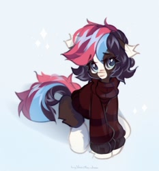 Size: 1908x2048 | Tagged: safe, artist:vanilla-chan, oc, oc only, earth pony, pony, blaze (coat marking), clothes, coat markings, facial markings, fetlock tuft, simple background, sitting, solo, sweater