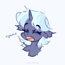 Size: 2048x2048 | Tagged: safe, artist:vanilla-chan, oc, oc only, pony, unicorn, bust, chest fluff, ear fluff, horn, simple background, white background, yawn