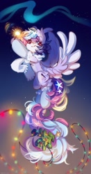 Size: 1075x2048 | Tagged: safe, artist:vanilla-chan, oc, oc only, oc:starbright flow, pegasus, pony, clothes, ear fluff, female, mare, new year, scarf, socks, solo, sparkler (firework), teary eyes