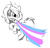 Size: 790x766 | Tagged: safe, artist:skylinepony_, izzy moonbow, pony, unicorn, g5, brush, cute, female, horn, looking at you, looking back, looking back at you, pride, pride flag, simple background, sketch, solo, transgender pride flag, white background