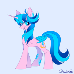 Size: 3000x3000 | Tagged: safe, artist:neonishe, oc, oc only, oc:neon star, alicorn, pony, alicorn oc, concave belly, cute, horn, slender, solo, thin, wings
