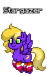 Size: 188x304 | Tagged: safe, artist:salty air, oc, oc only, oc:stargazer, pegasus, pony, pony town, clothes, female, flying, leg warmers, lesbian pride flag, lime eyes, mare, moon cutie mark, pegasus oc, pride, pride flag, purple coat, simple background, solo, transparent background, two toned mane, wings, yellow mane
