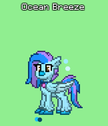 Size: 243x283 | Tagged: safe, artist:savygriffs, oc, oc only, oc:ocean breeze, oc:ocean breeze (savygriffs), classical hippogriff, hippogriff, pony town, g4, female, green background, hippogriff oc, jewelry, necklace, reference sheet, simple background, solo