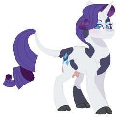 Size: 543x533 | Tagged: safe, artist:plixine, rarity, cow, cow pony, unicorn, cowified, horn, raricow, simple background, solo, species swap, transparent background, udder