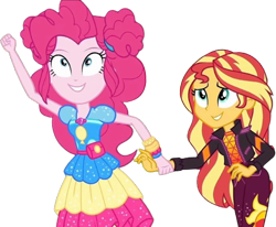 Size: 3055x2520 | Tagged: safe, alternate version, edit, edited screencap, screencap, pinkie pie, sunset shimmer, human, equestria girls, equestria girls specials, g4, my little pony equestria girls: sunset's backstage pass, background removed, duo, duo female, female, not a vector