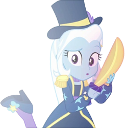 Size: 2474x2520 | Tagged: safe, artist:mrtoonlover83, edit, edited screencap, screencap, trixie, human, equestria girls, g4, my little pony equestria girls: better together, street magic with trixie, background removed, female, simple background, solo, sword, transparent background, weapon
