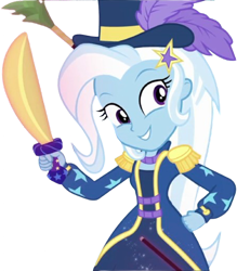 Size: 2204x2520 | Tagged: safe, artist:mrtoonlover83, edit, edited screencap, screencap, trixie, human, equestria girls, g4, 2d, background removed, female, simple background, solo, sword, transparent background, weapon