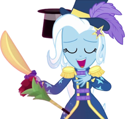 Size: 2640x2520 | Tagged: safe, artist:mrtoonlover83, edit, edited screencap, screencap, trixie, human, equestria girls, g4, my little pony equestria girls: better together, street magic with trixie, background removed, eyes closed, female, open mouth, open smile, simple background, smiling, solo, transparent background