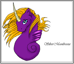 Size: 559x482 | Tagged: safe, artist:silvermoonbreeze, oc, oc only, unnamed oc, hybrid, sea pony, unicorn, 2006, colored hooves, female, horn, hybrid oc, looking at you, mare, seaunicorn, simple background, solo, white background