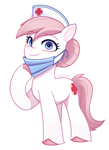 Size: 1999x2744 | Tagged: safe, artist:maren, nurse redheart, earth pony, pony, commission, face mask, female, mare, mask, simple background, solo, unshorn fetlocks, white background