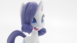 Size: 1920x1080 | Tagged: safe, edit, edited screencap, screencap, rarity, pony, unicorn, g4, g4.5, my little pony: stop motion short, cute, horn, smiling, solo, the potion goes wrong! giant approaching