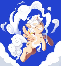 Size: 1748x1866 | Tagged: safe, artist:birky_desenhos, alicorn, pony, cloud, crossover, eyes closed, flying, gear fifth, hat, monkey d. luffy, one piece, ponified, smiling, solo, straw hat