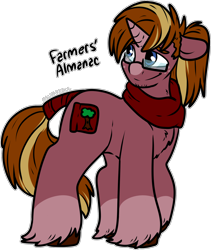 Size: 1608x1901 | Tagged: safe, artist:sexygoatgod, oc, oc only, oc:farmers' almanac, pony, unicorn, adoptable, bandana, horn, male, simple background, solo, tail, tail wrap, transparent background