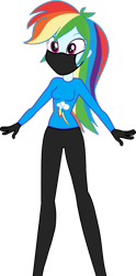 Size: 1075x2160 | Tagged: safe, artist:brokenadam, edit, rainbow dash, equestria girls, g4, clothes, coronavirus, covid-19, cutie mark on clothes, face mask, gloves, mask, simple background, solo, transparent background