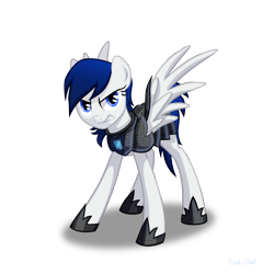 Size: 4224x4224 | Tagged: safe, artist:kaermter, oc, oc only, pegasus, pony, armor, commission, hoof shoes, simple background, solo, spread wings, transparent background, wings