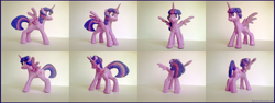 Size: 4126x1556 | Tagged: safe, artist:kaermter, twilight sparkle, alicorn, pony, g4, craft, female, mare, sculpture, solo, spread wings, traditional art, twilight sparkle (alicorn), wings