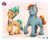 Size: 2492x1985 | Tagged: safe, artist:celia kaspar, sweets (g5), toots, earth pony, pony, g5, my little pony: a new generation, spoiler:my little pony: a new generation, chonk, concept art, female, id card, looking at each other, looking at someone, male, mare, necktie, physique difference, raised hoof, smiling, stallion, unshorn fetlocks