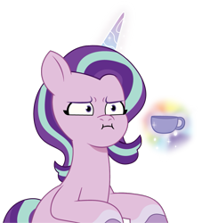 Size: 935x1031 | Tagged: safe, artist:prixy05, starlight glimmer, pony, unicorn, g4, g5, marks for effort, my little pony: tell your tale, :i, cup, female, g4 to g5, generation leap, horn, i mean i see, magic, mare, simple background, solo, transparent background, vector