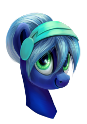 Size: 768x1093 | Tagged: safe, artist:kaermter, oc, oc only, pony, bust, female, headphones, mare, simple background, solo, transparent background